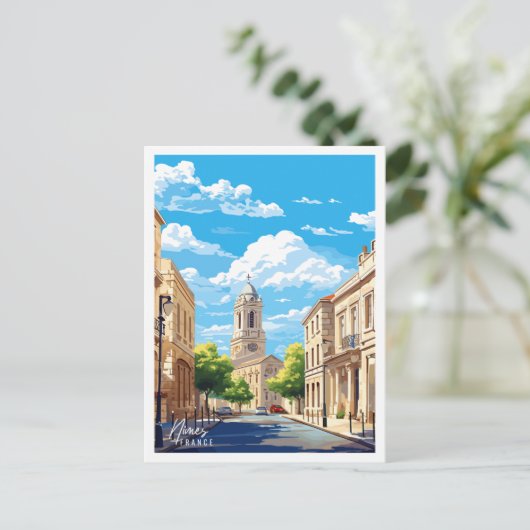 ニメスフランスヴィンテージ旅行イラストレーション ポストカード (スタンド正面)
