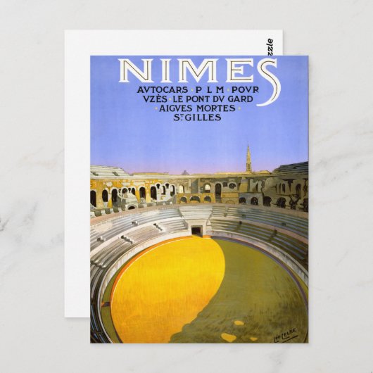 ニメスフランスヴィンテージ旅行ポスター復元 ポストカード (正面/裏面)
