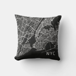 ニモダンューヨーク市図 NYC 白黒 クッション