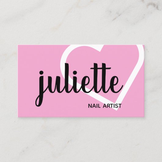 ニモダンワトリの白黒とピンクのネイルアーティスト 名刺 (正面)