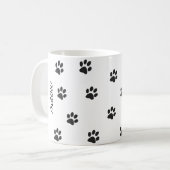 ニャアとネコの足の白黒 コーヒーマグカップ (正面左)