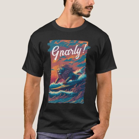 ニャリー!ライオンサーファーパーソナライズされた、 Tシャツ (正面)