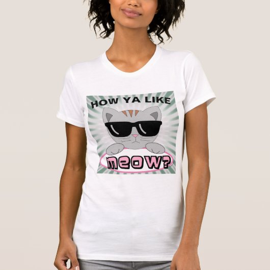 ニャンだと思う?サングラスをかけた猫の顔Tシャツ Tシャツ (正面)