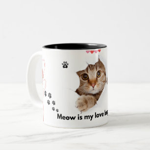 ニャンと鳴き声が大好きで、可愛いキャットマグカップfor Cat Lo ツートーンマグカップ