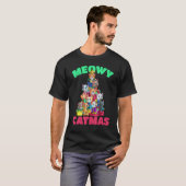ニャンコ クリスマス 猫 ツリー 男子女子 ギフト Tシャツ (正面フル)