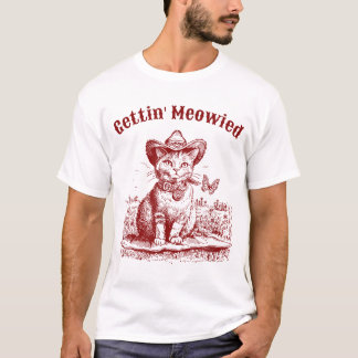 ニャンディ バチェロレッテパーティーカウガールカウボーイ猫 Tシャツ