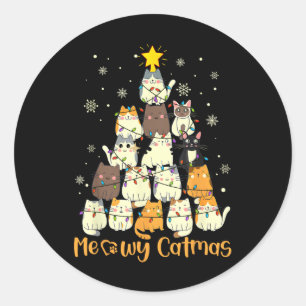 ニャンニャンクリスマス 猫 クリスマスツリー Xmas 女の子 男子 おもしろ ラウンドシール