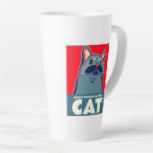 ニャーって猫のかわいいおもしろい引用文のコーヒーマグ カフェラテマグ (右アングル)