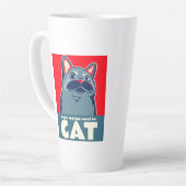 ニャーって猫のかわいいおもしろい引用文のコーヒーマグ カフェラテマグ (左アングル)