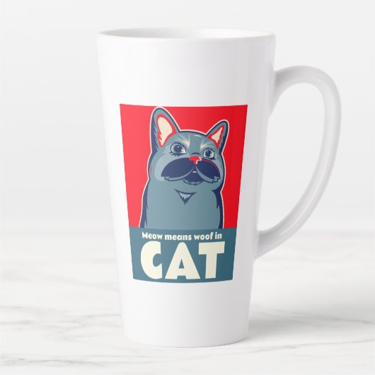 ニャーって猫のかわいいおもしろい引用文のコーヒーマグ カフェラテマグ (右)