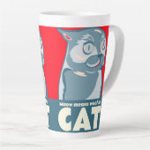 ニャーって猫の引用文のコーヒーマグおもしろいの中の女性のこと カフェラテマグ (右アングル)
