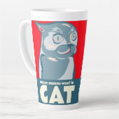 ニャーって猫の引用文のコーヒーマグおもしろいの中の女性のこと カフェラテマグ (左アングル)