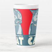 ニャーって猫の引用文のコーヒーマグおもしろいの中の女性のこと カフェラテマグ (正面)