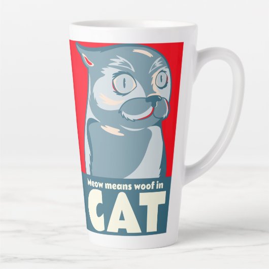 ニャーって猫の引用文のコーヒーマグおもしろいの中の女性のこと カフェラテマグ (右)