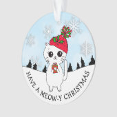ニャーとクリスマスの子ネコの漫画を描く オーナメント (正面)
