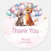 ニャーキャッツ笑い子供の誕生日感謝してい君 ラウンドシール (正面)
