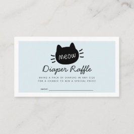 ニャーキャットブルーベビーシャワーおむつラッフルチケット エンクロージャーカード
