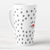 ニャーキャットポーズ赤いハートラテマグカップ カフェラテマグ (左アングル)