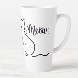 ニャーキャットラインアート | ミニマリスト猫デザイン カフェラテマグ