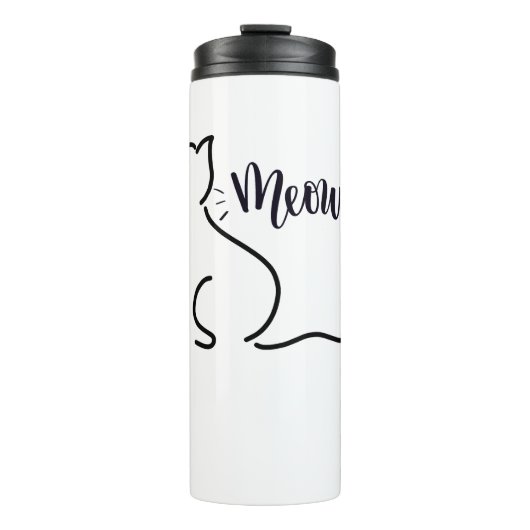 ニャーキャットラインアート | ミニマリスト猫デザイン タンブラー (正面)