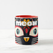 ニャータスティックボホレトロミッドセンチュリーフローラ猫 マグカップ (中央)