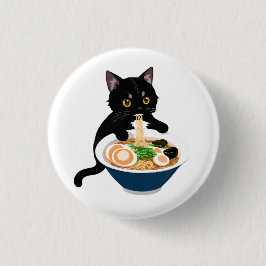 ニャーニャーお洒落ラーメンのおもてキュート猫バッジ 缶バッジ