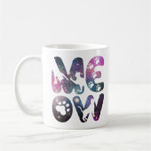 ニャーニャーかわいい猫のシルエットとポープリントデザイン コーヒーマグカップ (左)