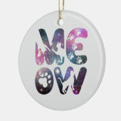 ニャーニャーかわいい猫のシルエットとポープリントデザイン セラミックオーナメント (左)