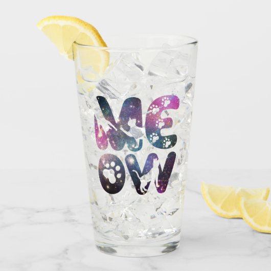 ニャーニャーかわいい猫のシルエットとポープリントデザイン タンブラーグラス (アイス正面)
