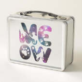 ニャーニャーかわいい猫のシルエットとポープリントデザイン メタルランチボックス (裏面)