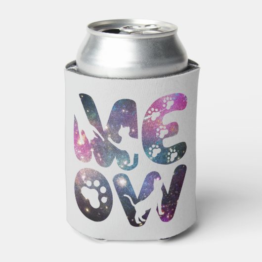 ニャーニャーかわいい猫のシルエットとポープリントデザイン 缶クーラー (缶正面)
