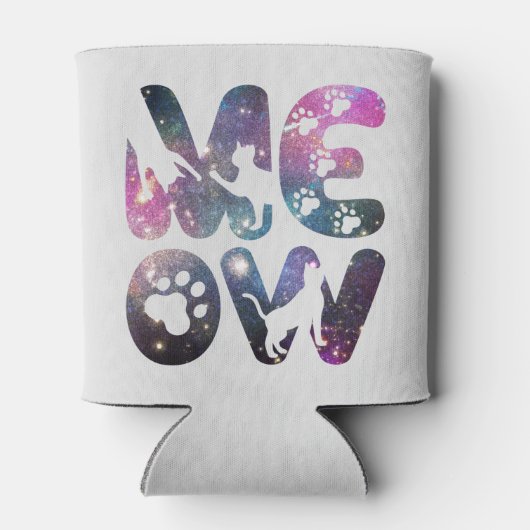 ニャーニャーかわいい猫のシルエットとポープリントデザイン 缶クーラー (裏面)