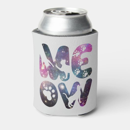 ニャーニャーかわいい猫のシルエットとポープリントデザイン 缶クーラー (缶裏面)
