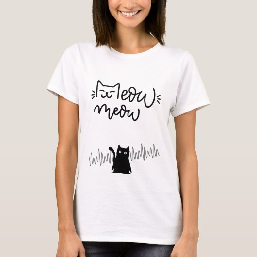 ニャーニャーかわいい猫顔ハートビート Tシャツ (正面)
