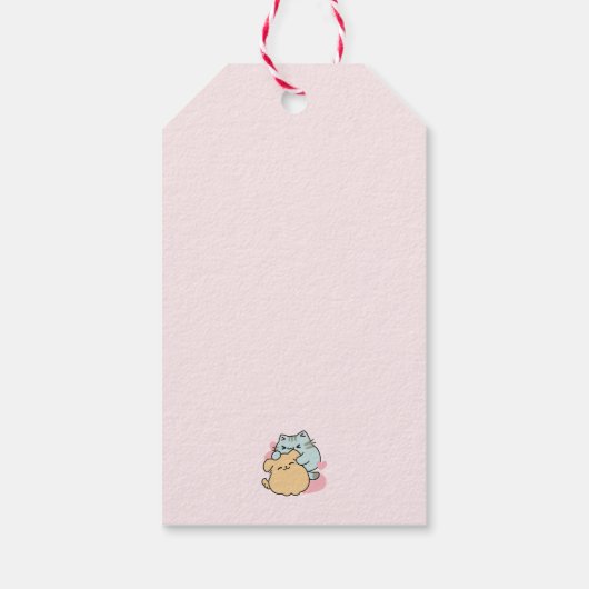 ニャーニャーと鳴き合う絶品 – かわいい猫と犬 ギフトタグ (裏面)