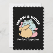 ニャーニャーと鳴き合う絶品 – かわいい猫と犬 サンキューカード (正面)