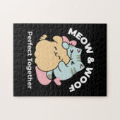 ニャーニャーと鳴き合う絶品 – かわいい猫と犬 ジグソーパズル (横)