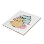 ニャーニャーと鳴き合う絶品 – かわいい猫と犬 タイル (側面)
