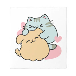 ニャーニャーと鳴き合う絶品 – かわいい猫と犬 ノートパッド