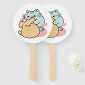 ニャーニャーと鳴き合う絶品 – かわいい猫と犬 ハンドファン (正面&裏面)