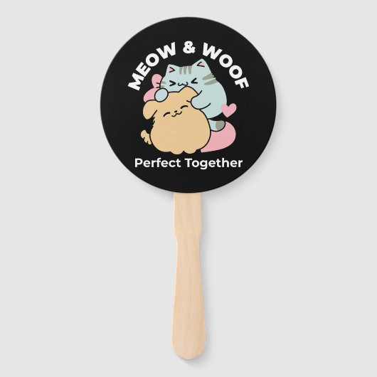 ニャーニャーと鳴き合う絶品 – かわいい猫と犬 ハンドファン (裏面)