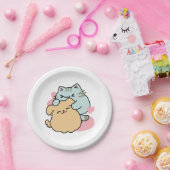 ニャーニャーと鳴き合う絶品 – かわいい猫と犬 ペーパープレート (パーティー)