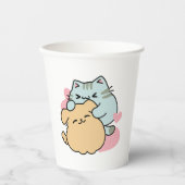 ニャーニャーと鳴き合う絶品 – かわいい猫と犬 紙コップ (正面)