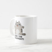 ニャーニャーと鳴く猫前向きを捕まえる コーヒーマグカップ (正面左)