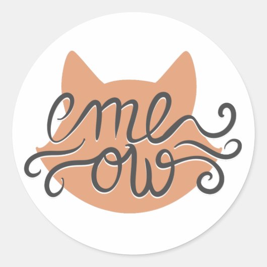 ニャーニャーニャーニャーニャーニャーシルエット – 背景色を選択 ラウンドシール (正面)