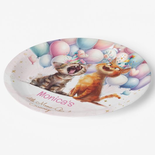 ニャーニャーニャーニャーニャー子供の誕生日 ペーパープレート (アングル)