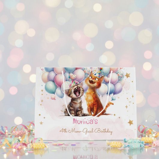 ニャーニャーニャーニャーニャー子供の誕生日 ラージペーパーバッグ