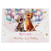 ニャーニャーニャーニャーニャー子供の誕生日 ラージペーパーバッグ (正面)