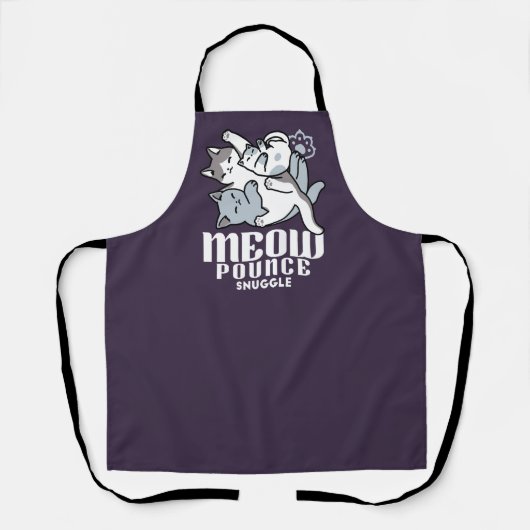 ニャーニャーニャー鳴き声 – かわいい寝猫 エプロン (正面)