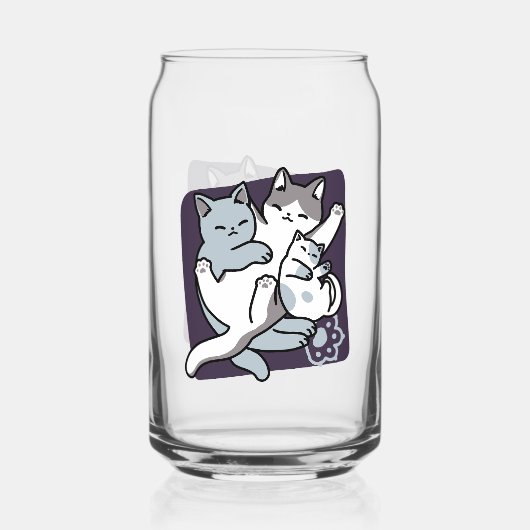 ニャーニャーニャー鳴き声 – かわいい寝猫 ガラス缶 (正面)